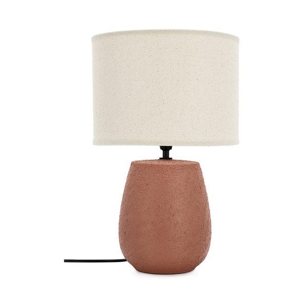 Lampada da tavolo color terracotta in ceramica con paralume in tessuto (altezza totale 41,5 cm) Irvin – Yes Everyday