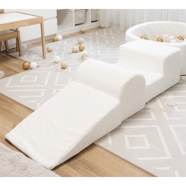 Gioco per psicomotricità bianco in bouclé 3 pz altezza totale 30 cm 45x143 cm – Meowbaby-image-1