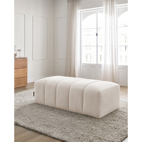 Poggiapiedi bianco con rivestimento in bouclé Annecy – Bobochic Paris-image-1