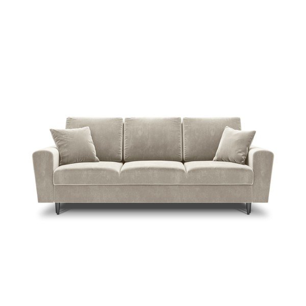 Divano beige allungabile e con contenitore con rivestimento in velluto 235 cm Kyoto – Cosmopolitan Design