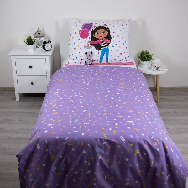Set copripiumino e federa da bambini in cotone per letto singolo 140x200 cm Gabby's Dollhouse "Confetti" – Jerry Fabrics-image-2