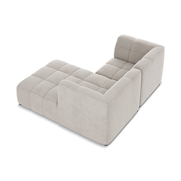 Divano angolare beige (con penisola a destra/con chaise lounge) con rivestimento in velluto Aloha – Makamii-image-4