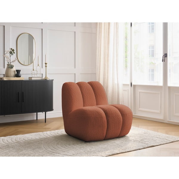 Poltrona color mattone con rivestimento in bouclé Janissaire – Bobochic Paris-image-1