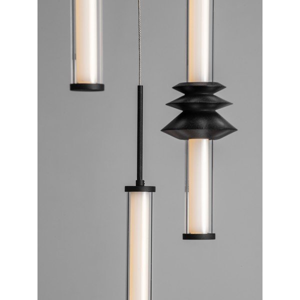 Lampadario LED nero opaco in ceramica con paralume in vetro acrilico con intensità regolabile ø 35 cm Stalactite – Nova Luce-image-2