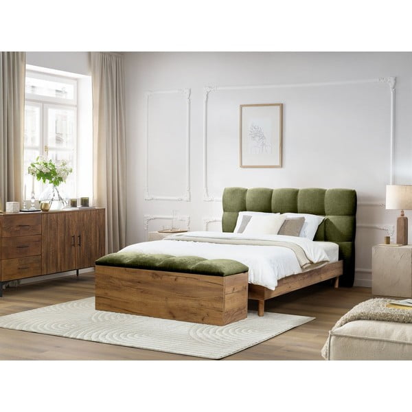 Letto matrimoniale imbottito verde rete inclusa 160x200 cm Kumo - Bobochic Paris-image-4