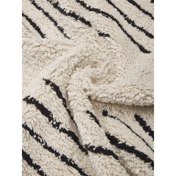 Tappeto in cotone beige e nero tessuto a mano , 80 x 150 cm Fini - Westwing Collection-image-1