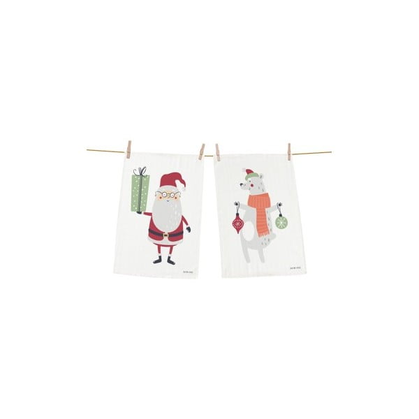 Set di 2 strofinacci natalizi in cotone, 70 x 50 cm Christmas Creatures - Butter Kings