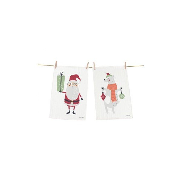 Set di 2 strofinacci natalizi in cotone, 70 x 50 cm Christmas Creatures - Butter Kings