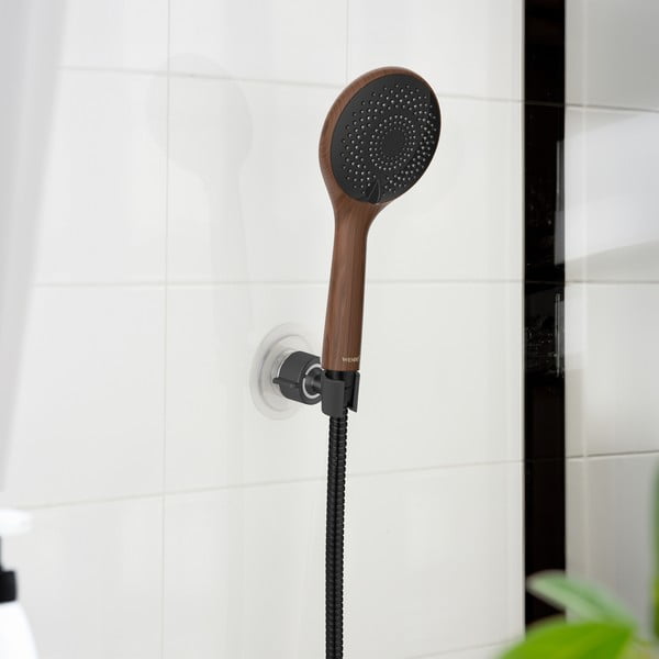 Supporto per soffione doccia senza foratura nero opaco in plastica Libertà – Wenko-image-1