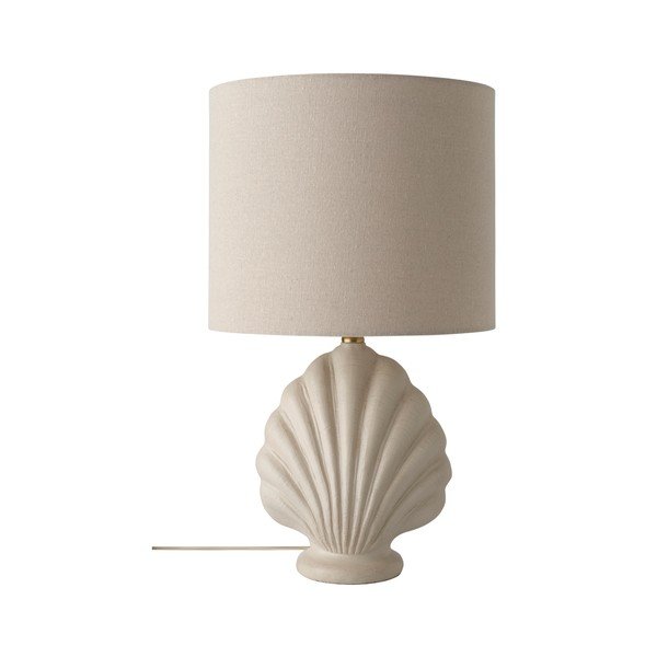 Lampada da tavolo bianca/beige in poliresina (altezza totale 58 cm) Shelley – Ellos Home-image-3