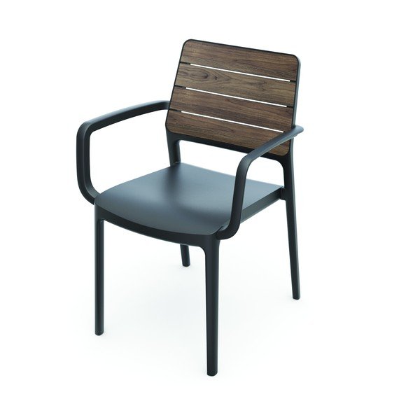 Sedia da esterno grigio scuro/marrone scuro in plastica Deco Porto – Keter-image-1