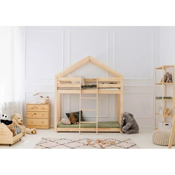 Casa/pavimento letto per bambini in legno di pino 80x180 cm in colore naturale Mila DMP - Adeko-image-4