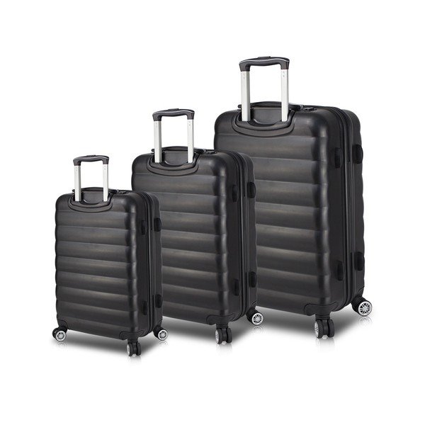 My Valice RESSO Travel Set di 3 valigie rotanti nere con porte USB - Myvalice