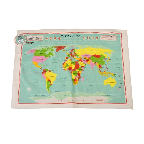 Asciugamano in cotone, 50 x 70 cm World Map - Rex London