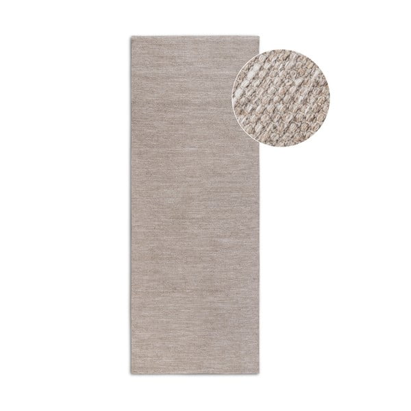 Passatoia beige tessuta a mano in misto lana 80x200 cm Pradesh Linen White - Elle Decoration