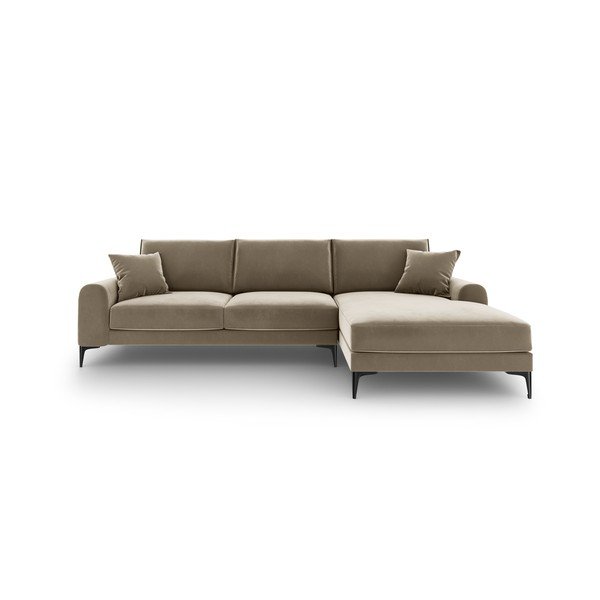 Divano angolare in velluto beige, angolo destro Madara - Mazzini Sofas-image-2