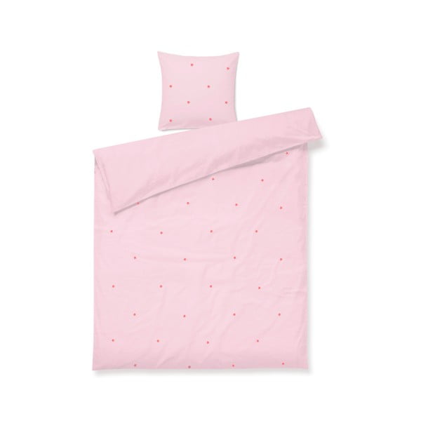 Set copripiumino e federa rosa in percalle di cotone per letto singolo 140x200 cm Daisy – JUNA