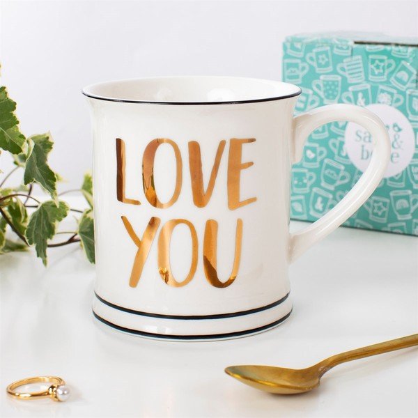 Tazza in porcellana bianca, 400 ml Love You - Sass & Belle-image-1