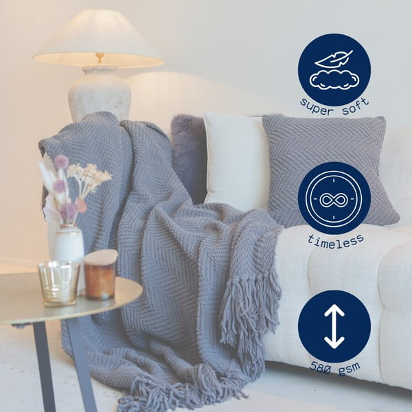 Coperta grigia in ciniglia 130x170 cm Renee – Tiseco Home Studio-image-4