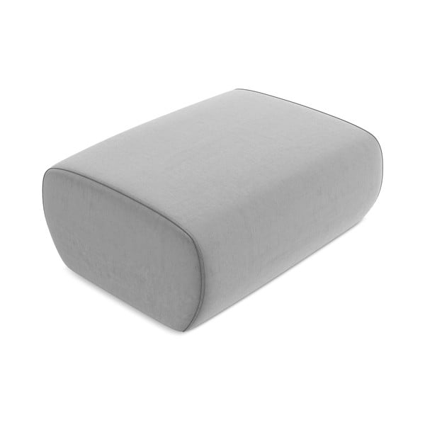 Poggiapiedi grigio chiaro con rivestimento in velluto Kapua – Makamii-image-2