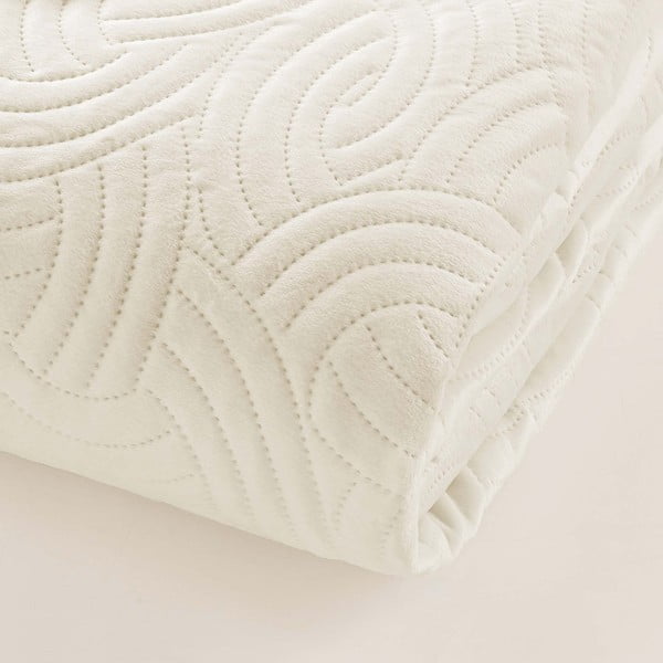 Copriletto in velluto beige 220x240 cm Solange - douceur d'intérieur-image-1