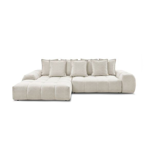 Divano angolare bianco allungabile e con contenitore (penisola a sinistra/chaise lounge) con rivestimento in ciniglia Everest – Bobochic Paris