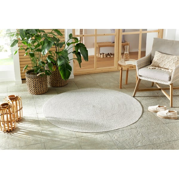 Tappeto rotondo per esterni bianco/beige ø 200 cm - NORTHRUGS-image-1