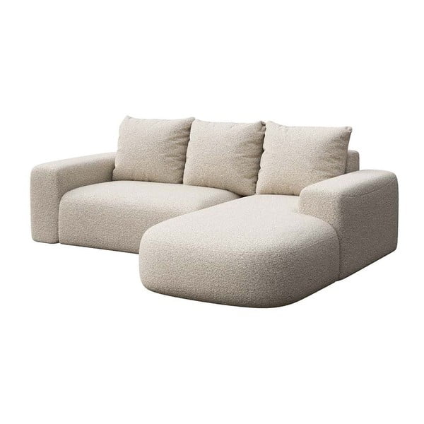 Divano angolare beige (con penisola a destra e chaise lounge) rivestito in bouclé Monce – Rodier-image-2
