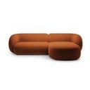 Divano angolare color terracotta (con penisola a destra/con chaise lounge) con rivestimento in velluto Kate – Micadoni 