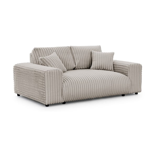 Divano grigio chiaro con rivestimento in velluto a coste 178 cm Justin – Ropez