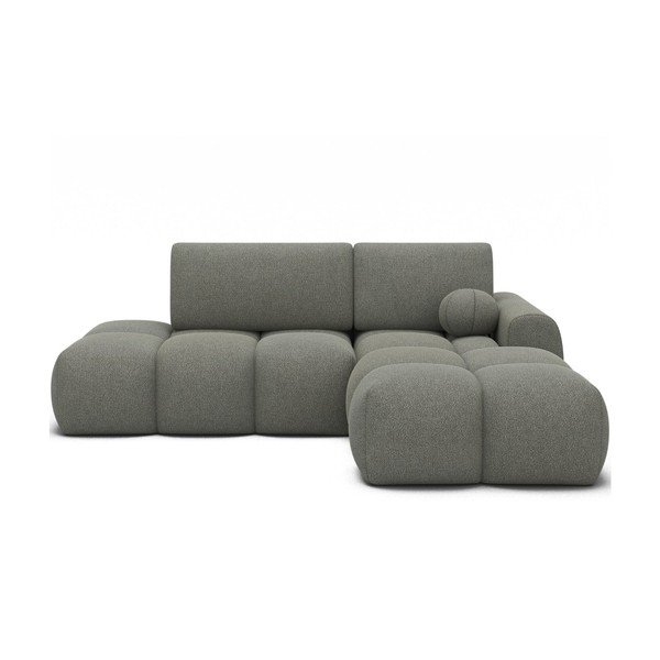 Divano angolare verde allungabile/con contenitore (con penisola a destra/con chaise lounge) con rivestimento in bouclé Vittario – ELTAP