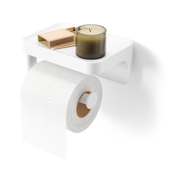 Porta carta igienica bianco autoportante in plastica riciclata Flex Adhesive - Umbra