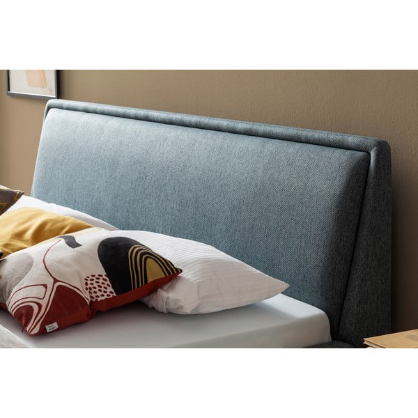 Letto matrimoniale imbottito verde/blu con contenitore con rete inclusa 160x200 cm Frieda – Meise Möbel-image-4