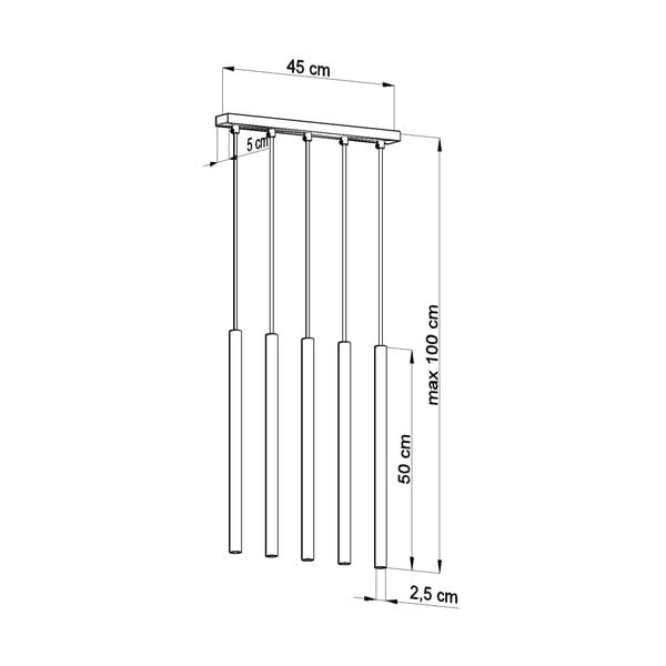 Lampada a sospensione nera, lunghezza 45 cm Fideus - Sollux-image-4