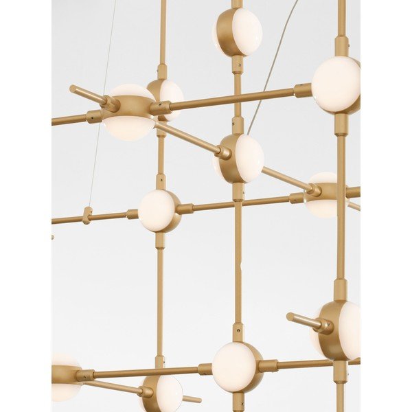 Lampadario LED dorato in metallo con paralume in vetro acrilico con intensità regolabile Atomo – Nova Luce-image-2
