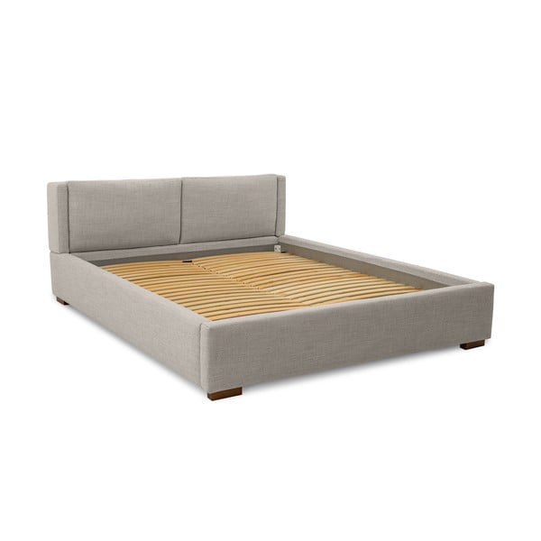 Letto matrimoniale imbottito grigio chiaro con doghe in legno 180x200 cm Dreamer - Scandic