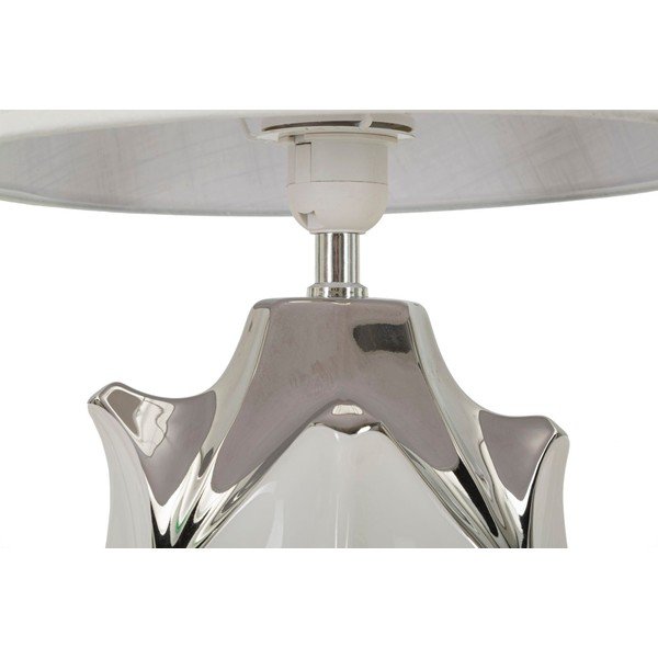 Lampada da tavolo bianca/argentata in ceramica con paralume in tessuto (altezza totale 51 cm) Shiney – Mauro Ferretti-image-4