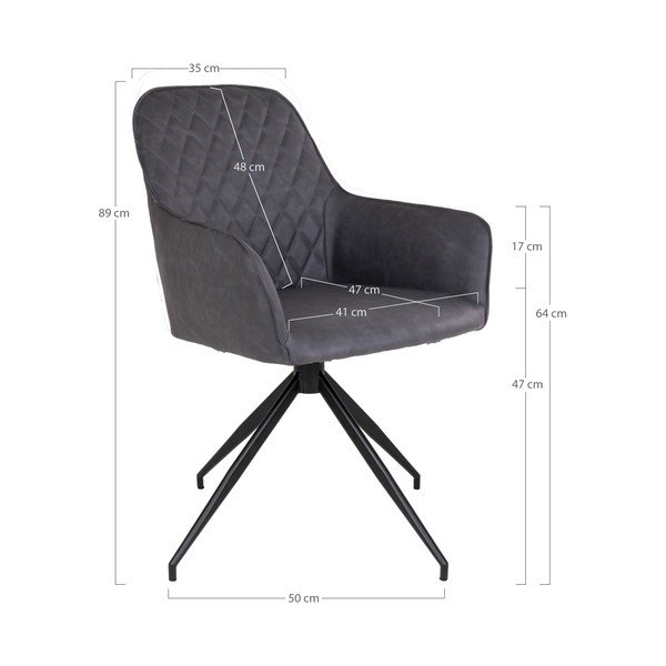 Sedia da pranzo grigio scuro in imbottito Harbo – House Nordic-image-3