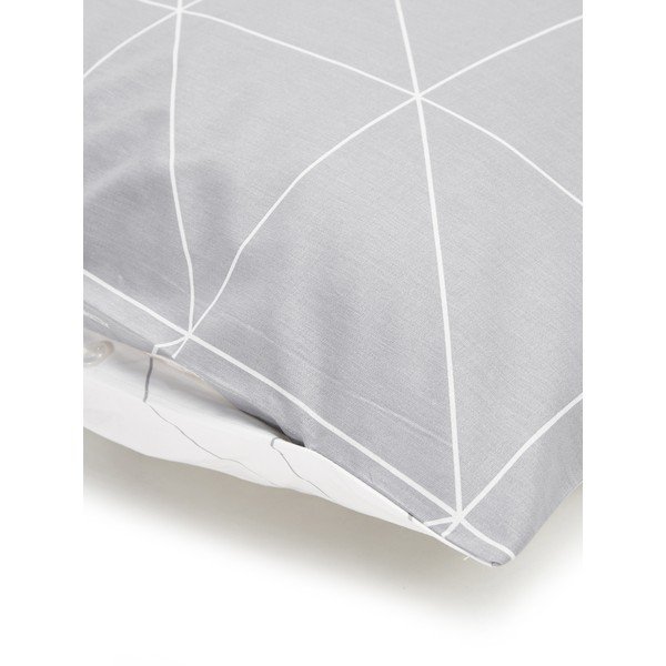 Biancheria da letto singola in cotone bianco e grigio by46 , 135 x 200 cm Marla - Westwing Collection-image-4