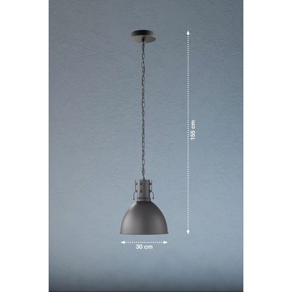 Lampadario nero con paralume in metallo ø 30 cm London - Fischer & Honsel-image-1