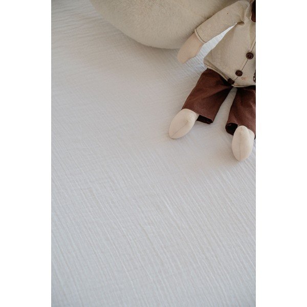 Lenzuolo con angoli per bambini bianco in mussola per culla 60x120 cm Burumcuk – Mijolnir-image-4