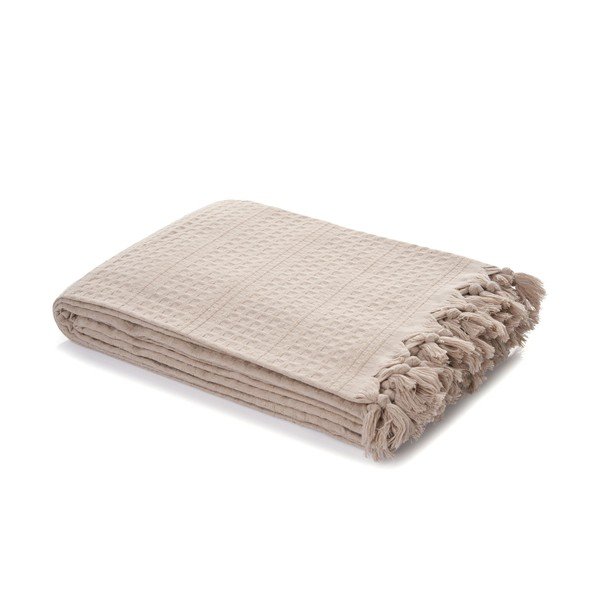Copriletto beige in cotone 220x240 cm Lotus – Mijolnir-image-3