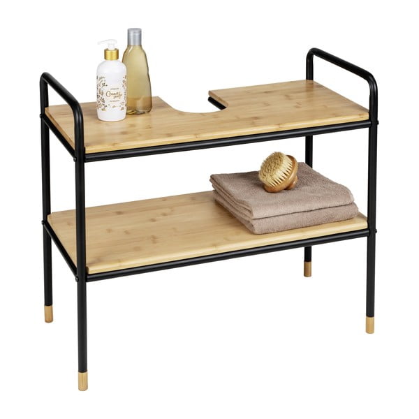 Mobile sotto lavabo in bambù nero/naturale 70x60 cm Loft - Wenko-image-3