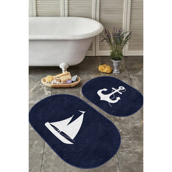 Tappetini da bagno blu in set da 2 100x60 cm - Minimalist Home World-image-3