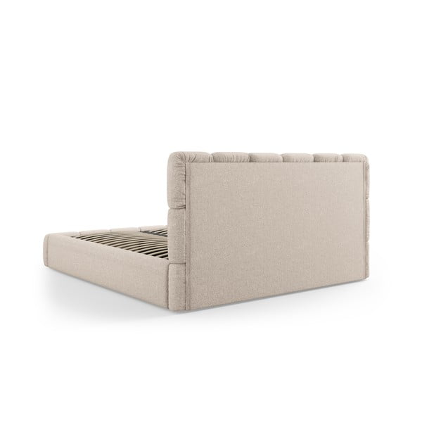 Letto color crema imbottito con spazio contenitivo 160x200 cm Bellis – Micadoni Home-image-4