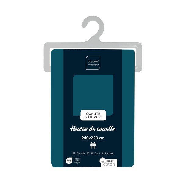 Copripiumino color petrolio in cotone per letto matrimoniale/per letto esteso 240x220 cm Lina – douceur d'intérieur-image-2