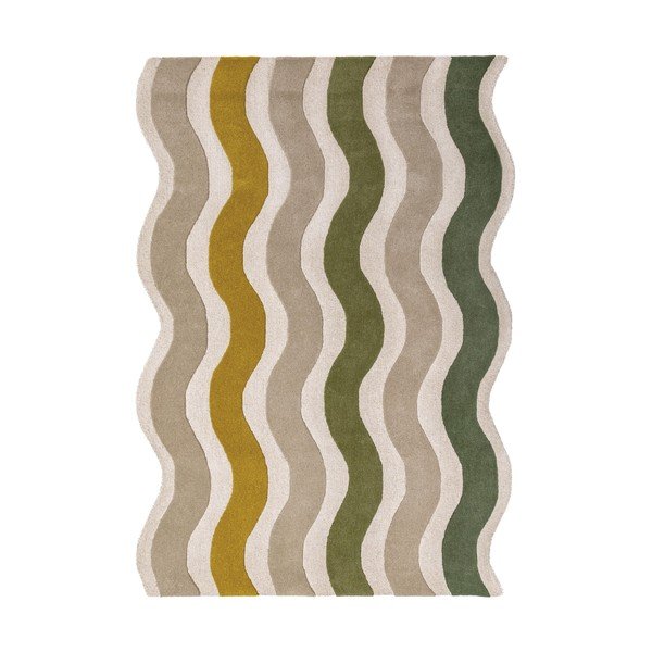 Tappeto verde/di colore naturale in lana tessuto a mano 160x230 cm Cascade Wool – Flair Rugs