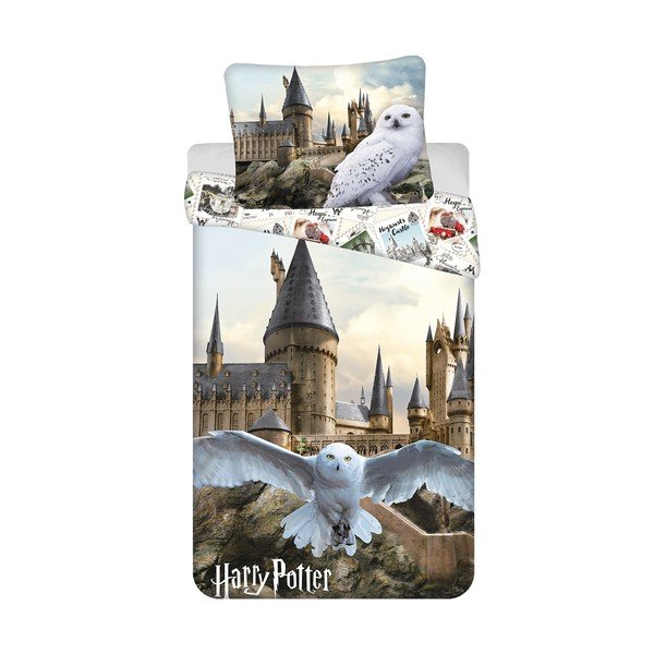 Set copripiumino e federa da bambini in cotone per letto singolo 140x200 cm Harry Potter "Hedwig" – Jerry Fabrics