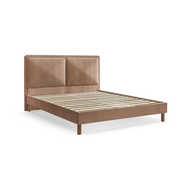 Letto matrimoniale imbottito rosa polveroso imbottito con rete inclusa 180x200 cm Mara – Bobochic Paris