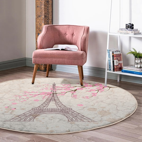 Tappeto rotondo lavabile rosa chiaro adatto per aspirapolvere robot ø 120 cm Comfort - Mila Home-image-1